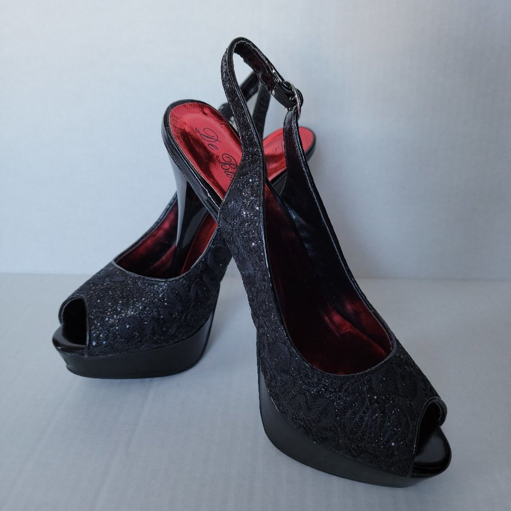 Black Sparkle Platform Dress Heel